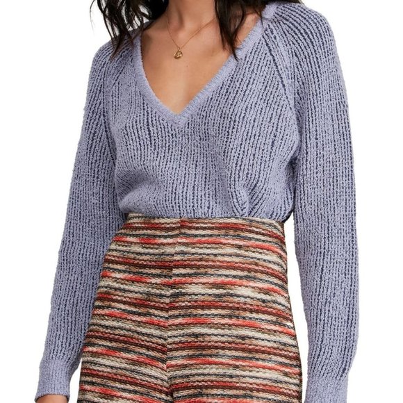 Free People Sweaters - FREE PEOPLE purple crop v neck knit sweater